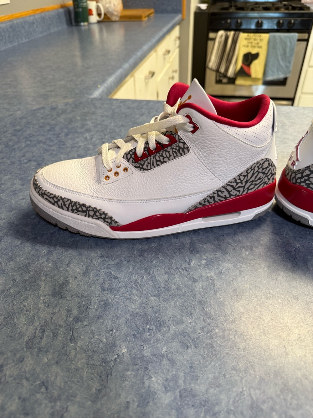Jordan Men’s White and Red Elephant-Print Sneakers